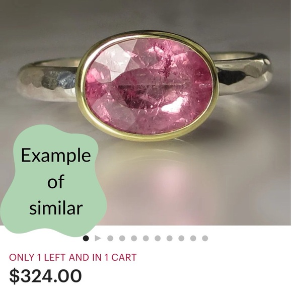 1.96 cts Pink Tourmaline Oval Faceted Sterling Silver Ring EUC - Picture 12 of 16